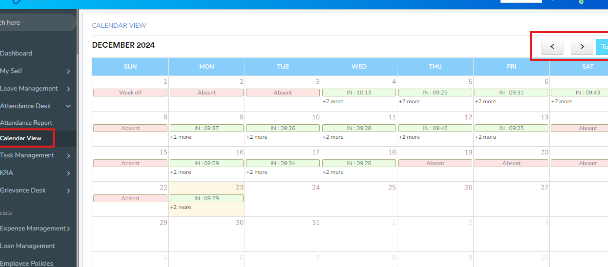 Calendar View