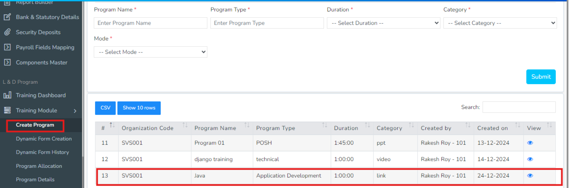 Create Program